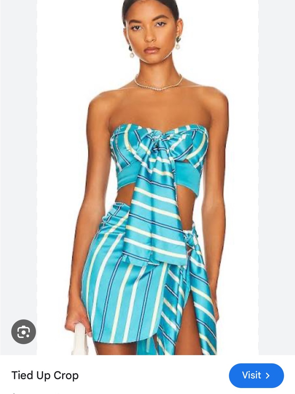 Atoir Teal Striped Wrap Skirt with Yellow and White Accents